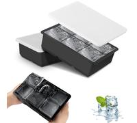 JOPHEK Moule à Glaçons, 2 Pièces 12 Compartiments Bac à Glaçons en Silicone avec Couvercle, Gros Glçons Carrés 4,8cm pour Cocktails, Whisky, Vin, Fruits, Purées de Fruits, Glaces
