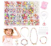 JOPHEK Perles Enfant, 500+Pcs Perles pour Bracelet Enfant, Kit Perles Bijoux Convient Fabriquer Activites Manuelles pour Enfants, pour Jouets Filles de 5 à 12 Ans d'Anniversaire, Cadeaux de Noël