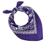 JOPHY & CO. Lot de 3, 5, 10 bandanas 100% coton pour femme, homme, enfant, couleur unie et/ou motif paisley, cod.A644, Violet, Paisley, Set 1 pz