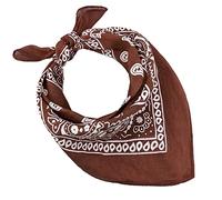 JOPHY & CO. Lot de 3, 5, 10 bandanas 100% coton pour femme, homme, enfant, couleur unie et/ou motif paisley, cod.A644, Marron, Paisley, Set 10 pz