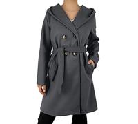 JOPHY & CO. Manteau à boutonnage croisé avec poches et boutons, pour femmes cod.6595 (FR/ES, Alpha/lettres, XL, Taille normale, Taille normale, Gris Foncé/1)