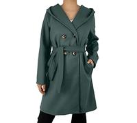 JOPHY & CO. Manteau à boutonnage croisé avec poches et boutons, pour femmes cod.6595 (FR/ES, Alpha/lettres, 3XL, Taille normale, Taille normale, Vert Bouteille/1)