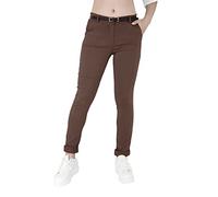 Jophy & Co. Pantalon chino élastique pour femme, avec ceinture (référence : 3008), Marron, S