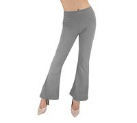 JOPHY & CO Pantalon pattes d’eph. en tissu léger, élastique et confortable, fabriqué en Italie, pour femme (référence : 6038), gris clair (ral 7035), L