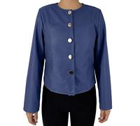 JOPHY & CO. Veste en cuir synthétique femme ras du cou (code 6698), bleu, L