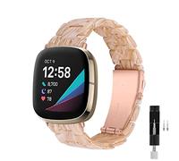JOPLKOL Bracelet en résine compatible avec Fitbit Sense/Sense 2/Versa 3/Versa 4, étanche et léger, bracelet tendance pour traqueur d'activité pour femme, taille unique, Résine, Pas de gemme