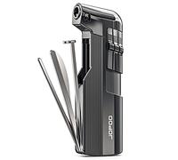 JOPOO Briquet à Pipe, Recharchgeable de Gaz Butane, Flamme Douce, avec Outils de Cure-Pipe (Vendu sans Gaz) Noir