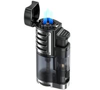 JOPOO Briquet Tempete Gaz Rechargeable, 3 Jet Flammes (Gaz Non Inclus)