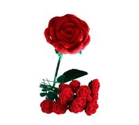 JOPOYOCO 1 fleur tricotée en laine artificielle, rose rouge pour fête des mères, mariage, anniversaire, Saint-Valentin, fête des femmes