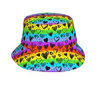 Joppuer Chapeau cloche arc-en-ciel Gay Pride pour homme et femme - Chapeau bob de plage et de voyage - Chapeau de soleil pliable pour l'été et l'extérieur - 91