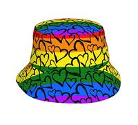 Joppuer Chapeau cloche arc-en-ciel Gay Pride pour homme et femme - Chapeau bob de plage et de voyage - Chapeau de soleil pliable pour l'été et l'extérieur - 92