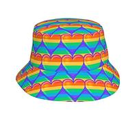 Joppuer Chapeau cloche arc-en-ciel Gay Pride pour homme et femme - Chapeau bob de plage et de voyage - Chapeau de soleil pliable pour l'été et l'extérieur - 90