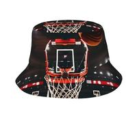 Joppuer Chapeau seau imprimé basket-ball chapeau de soleil pliable plage pêcheur chapeau de protection solaire pour camping voyage noir taille unique 665