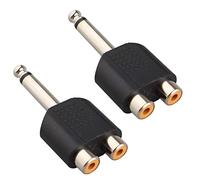 Jopto Lot de 2 adaptateurs répartiteurs stéréo mâle vers 2 RCA femelles jack audio vidéo 6,35 mm vers 2 prises RCA femelles audio et vidéo