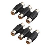 Jopto Lot de 2 connecteurs 3 RCA Phono vers RCA Phono Femelle RCA vers Femelle Coupleur DVD TV Connexion Audio Adaptateur Professionnel plaqué Nickel Connecteur Droit Noir