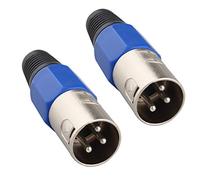 Jopto Lot de 2 Connecteurs XLR 3 Broches Bornes Mâle Connecteur Câble Audio Bleu/Noir/Argenté avec Soulagement de la Tension Bleue pour Microphone Stéréo Moniteur Haut-Parleur