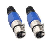 Jopto Lot de 2 Connecteurs XLR 3 Broches Femelles 3 Broches pour Microphone Femelle à Souder en Métal Femelle Prise Jack XLR Connecteur Audio Bleu/Noir/Argenté avec Soulagement de la Tension Bleue