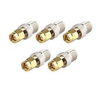 Jopto Lot de 5 adaptateurs d'antenne Dab SMA - SMA - SMA - Droit - Connecteur SMA mâle vers F Femelle - Convertisseur RF pour antenne TV, antenne, modems, décodeurs Satellite, Radio FM/AM
