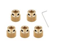 Jopto Lot de 5 Engrenages d'extrudeuse d'imprimante 3D en Laiton pour extrudeuse MK7 MK8 26 Dents alésage 5 mm léger et 1 clé de 1,5 mm pour imprimante 3D
