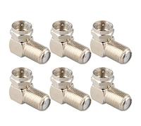 Jopto Lot de 6 coupleurs coaxiaux à Angle Droit RF pour antenne TV Satellite Sky Virgin F mâle vers F Femelle 90° Connecteurs plaqués Nickel pour Fixation Murale TV et câble coaxial