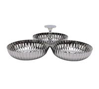 Jopwkuin Ensemble D'assiettes de Service en Acier Inoxydable 304, Plateau à Collation Réutilisable au Design Robuste pour les Fêtes de Cuisine à Domicile 3 en 1