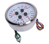 Jopwkuin Jauge Multifonction 4 en 1 de 110 Mm, Installation Simple, Performance Durable pour Camping-cars (Cadran blanc lunette argentée)