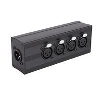 Jopwkuin Répartiteur XLR 4 Voies de Haute qualité, Distribution de Signal de Précision pour Mélangeur, Microphone, Système de Sonorisation, Scène, Alliage D'aluminium Noir 14 X 5,2 X 3,8 Cm pour