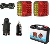 JOPWUE Eclairage Arrière Feux Led Sans fil pour Remorque, 30m Portée, Clignotants Rechargeables Étanches IP65, Feu Remorque Sans Fil pour Caravane, Camping-Car, Camion et Bateau (A)