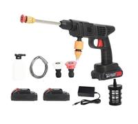 JOPWUE Nettoyeur Haute Pression sans Fil, 5L/Min, 35Bar, Jet Max 10 mètres, Batterie, Tuyau 5M, Pot en Mousse, Lavage et Arrosage de Voiture (6000mah)