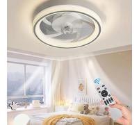 JOPWUE Sourdine Ventilateur Plafond Avec Lumière, Télécommande, LED Dimmable Lampe Plafond Moderne Ventilateur Plafond Pour Salon Chambre à Coucher, Réglable 6 Vitesses, 48 * 12CM (Gris)
