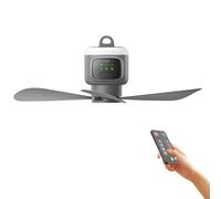 JOPWUE Ventilateur de camping portable, 12 000 mAh, avec lumière LED, télécommande, minuteur à lames amovibles, 4 vitesses, ventilateur de camping rechargeable par USB pour tente, voiture, pique-nique