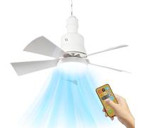 JOPWUE Ventilateur de Plafond avec Lampe avec Télécommande,40W Lampe Ventilateur Plafond avec Douille E27,3 Vitesses,6 Pales,Timing,Dimmable Ventilateur Plafond LED pour Chambre,Salon (Blanc-A)