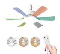 JOPWUE Ventilateur de Plafond avec Lampe avec Télécommande,40W Lampe Ventilateur Plafond avec Douille E27,3 Vitesses,6 Pales,Timing,Dimmable Ventilateur Plafond LED pour Chambre,Salon (Couleur)