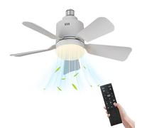 JOPWUE Ventilateur Plafond avec Lumiere,40W Lampe Ventilateur Plafond, E27,Ventilateur Silencieux Plafond avec Télécommande,3 Vitesses, 5 Pales,Dimmable Ventilateur de Plafond pour Chambre (Blanc)