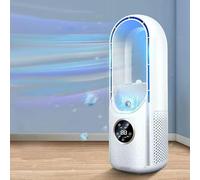 JOPWUE Ventilateur sans Pales,Ventilateur Silencieux sans Pale pour chambre à coucher,6 Vitesses de Réglage, Contrôle Tactile,Humidification,Minuterie 6H,Idéal pour Bureau,Salon,Chambre à (Blanc)