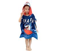 JORAKI Cape de Bain Enfant Poncho de Bain Enfant Serviette de Bain Enfants Serviette de Plage à Capuche Motifs Mignons Usage Multiple pour Enfants de 2 à 8 Ans (Surfshark)