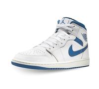 Jordan 1 Mid SE Baskets en Cuir synthétique pour Homme, Blanc/Bleu Industriel, 12 UK (13 US)