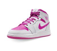 Jordan Air 1 Mid Grade Chaussures d'école, Iris Whisper/Rose feu-blanc, 5.5 Big Kid