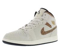 Jordan Air 1 Mid SE pour garçon (grand enfant), Marron Orewood clair/doré métallique/blanc/brun clair britannique/voile, 6 Big Kid