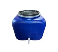 Jordan & Jordan - Bidon Cube 100L Bleu PEHD - 50×50×50cm - Ouverture Ø34cm Cerclage Levier + Robinet - Eau, Aliments - Certifié Alimentaire