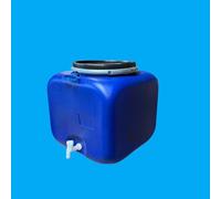 Jordan & Jordan - Bidon Plastique 100 litres Carré avec Robinet et Couvercle Ø34 cm - Réservoir Alimentaire Hermétique - Stockage Eau, Huiles, Aliments Solides - Forme Cube 50 x 50 x 50 cm