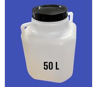 Jordan & Jordan - Bidon Plastique 50L - Récipient de Stockage Robuste - Hauteur 52 cm, Ø 22 cm, Couvercle à Visser - pour Eau, Aliments Secs, Déchets, Liquides Techniques