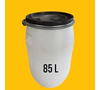 Jordan & Jordan - Bidon Plastique 85 Litres avec Couvercle Amovible - Fut Blanc Grand Volume - Ouverture 34 cm - Robuste, Étanche, avec Couvercle - Stockage Liquides, Eau, Déchets, Aliments Secs