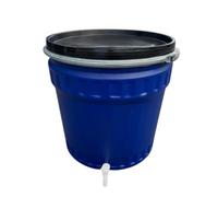 Jordan & Jordan - Fût Conique 120L PEHD - Ouverture XXL Ø55cm Cerclage Levier - Fermentation, Eau, Huiles - Certifié Alimentaire - Robinet Intégré