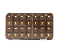 JORDAN&JUDY Boîte à Pilules Hebdomadaire Portable et Étanche à Grande Capacité - Distributeur de Pilules 28 Compartiments - Marron