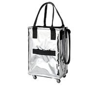 JORDAN&JUDY Chariot de courses à roulettes, sac en tissu tissé épais pour usage au supermarché, 60 L env., charge maximale 35 kg, argenté