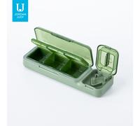 JORDAN&JUDY Petit Pilulier Portable avec Coupe-Comprimés et Boîte de Rangement Quotidienne 1 pc Vert