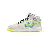 Jordan Preschool Jordan 1 Mid SE PS DC7249 103 Gris/Vert Taille 45C, Teinte platine/bleu volt, 5.5 US Big Kid