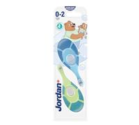 Jordan ® | Step 1 | Brosse à dents pour bébés de 0 à 2 ans | La brosse à dents originale pour tout-petits avec des poils extra doux et un anneau de morsure doux pour les gencives des bébés | 2 unités