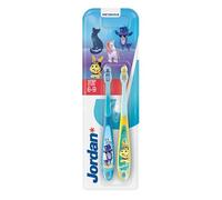 Jordan ® | Step 3 Brosse à dents pour enfants | Brosse à dents pour enfants de 6 à 9 ans | Poils souples, double poignée ergonomique et sans BPA | Couleur jaune et blue | Pack 2 unités